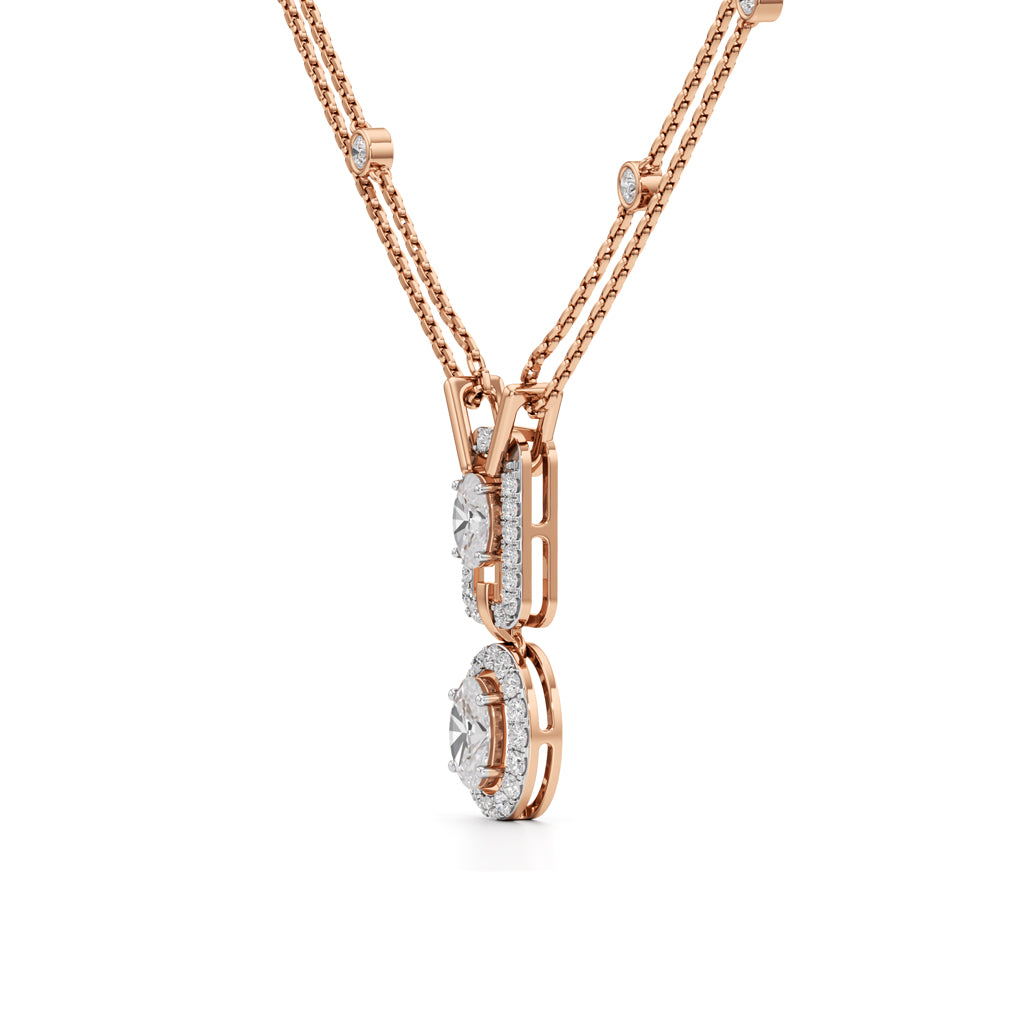 Aurelia Twin Oval Drop Diamond Necklace