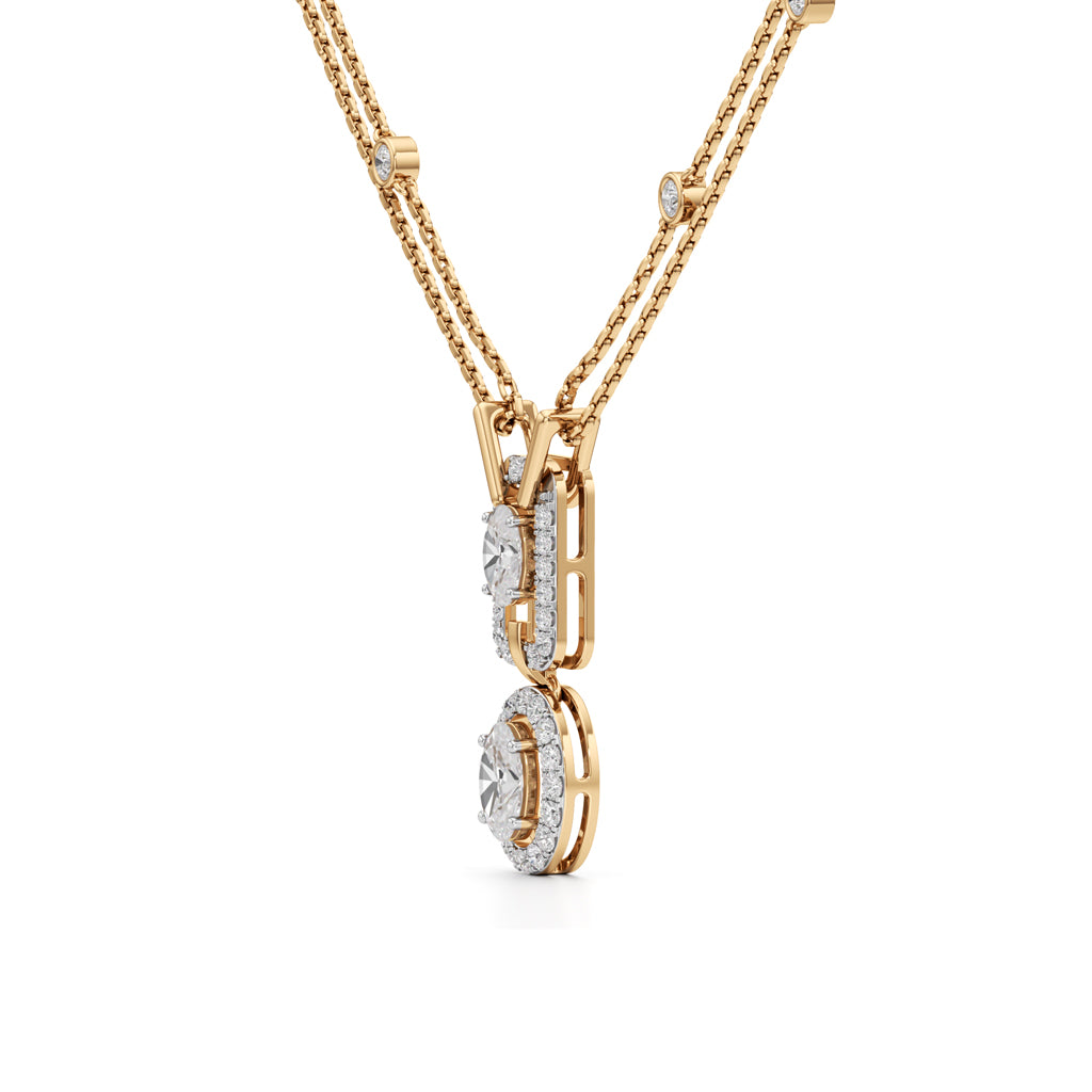 Aurelia Twin Oval Drop Diamond Necklace