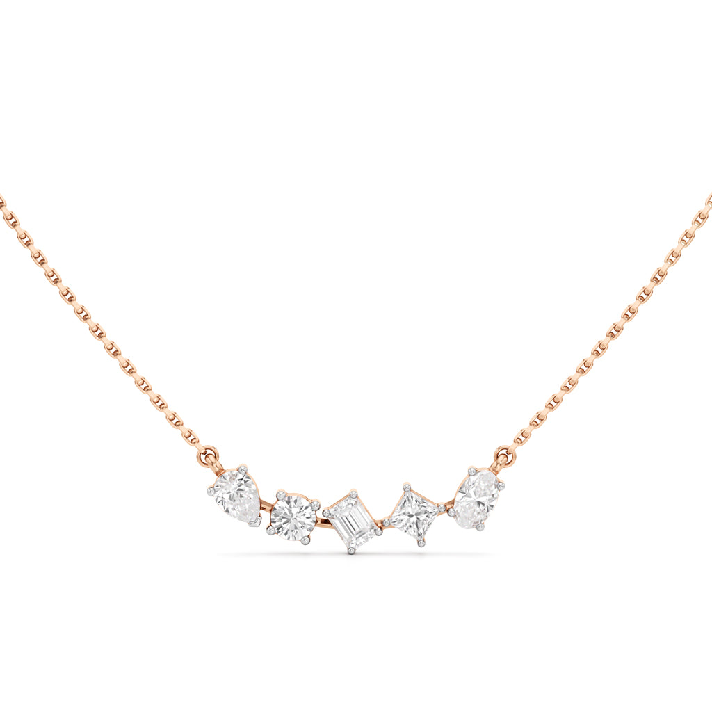 Celestia Multi-Cut Diamond Bar Necklace
