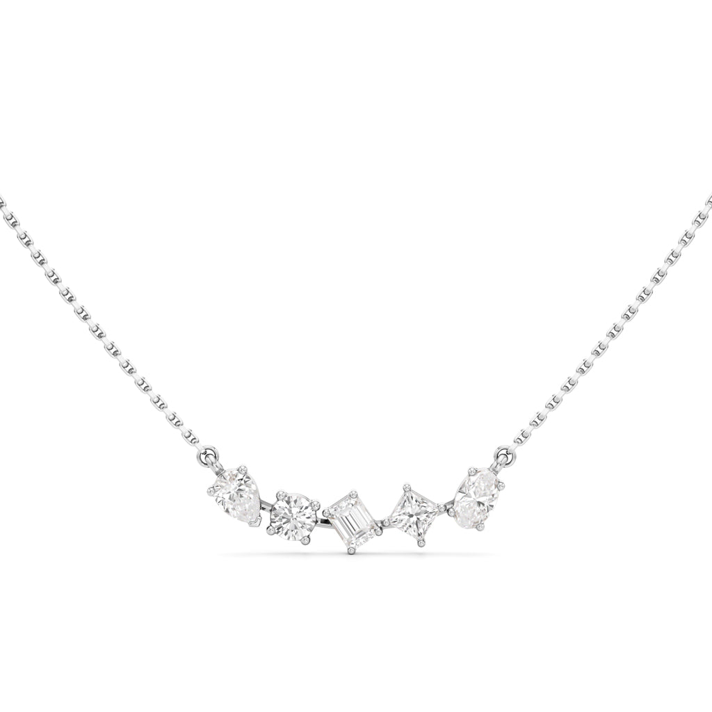 Celestia Multi-Cut Diamond Bar Necklace