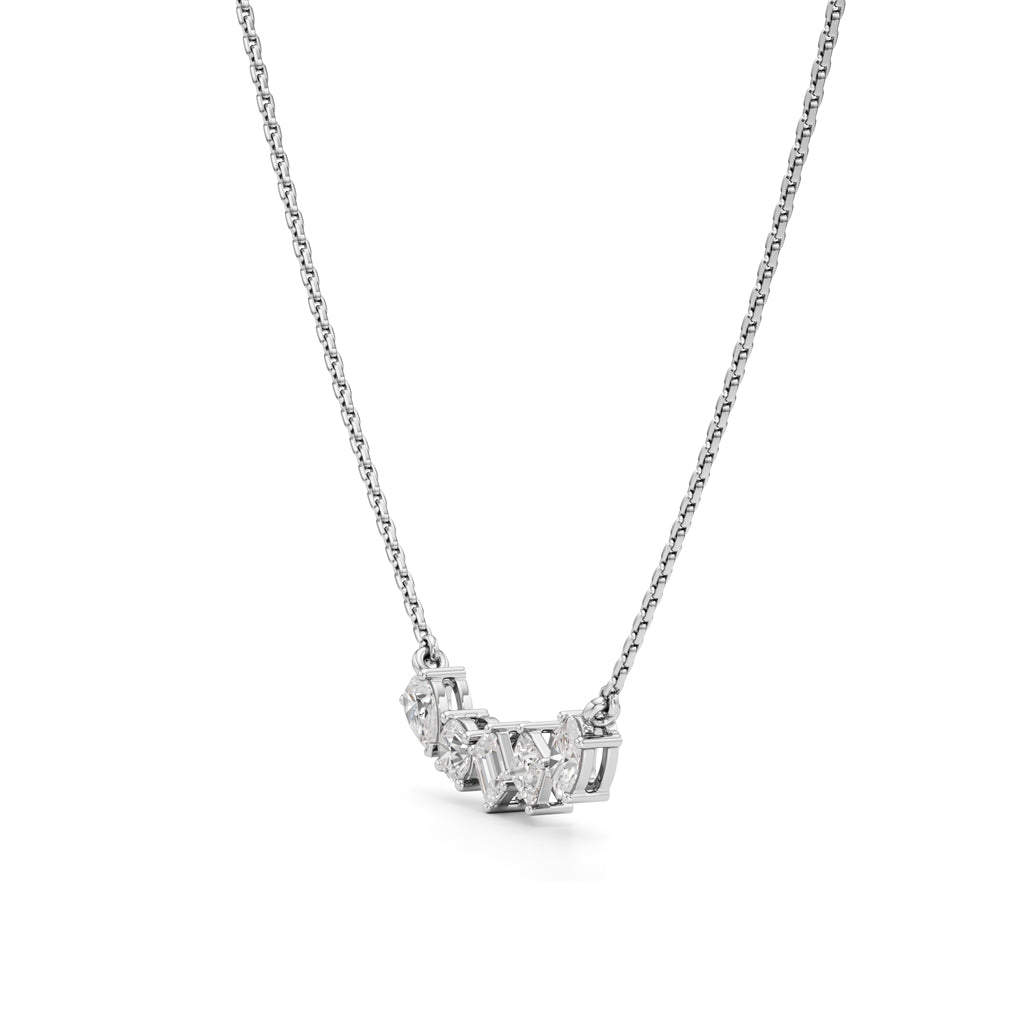 Celestia Multi-Cut Diamond Bar Necklace
