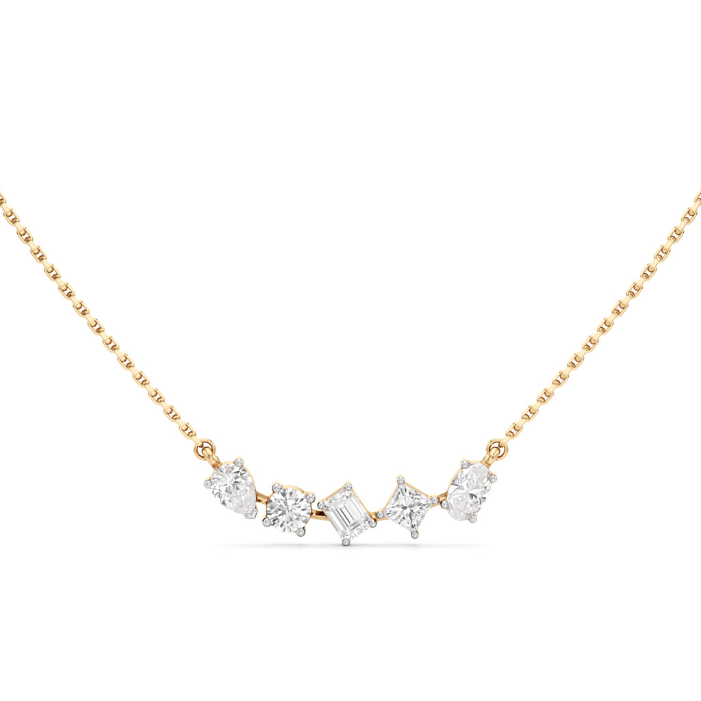 Celestia Multi-Cut Diamond Bar Necklace