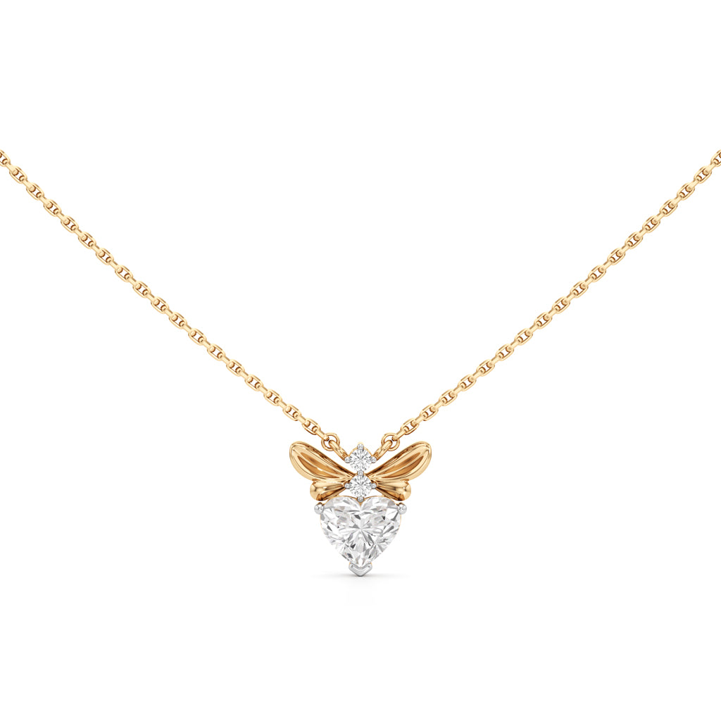 Celestia Heart Bee Diamond Pendant Necklace