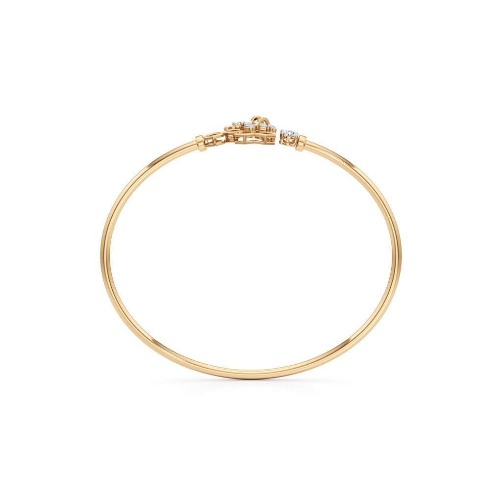 925 Sterling Silver 18K Gold Vermeil Honeycomb Bangle with Lab Grown Diamonds