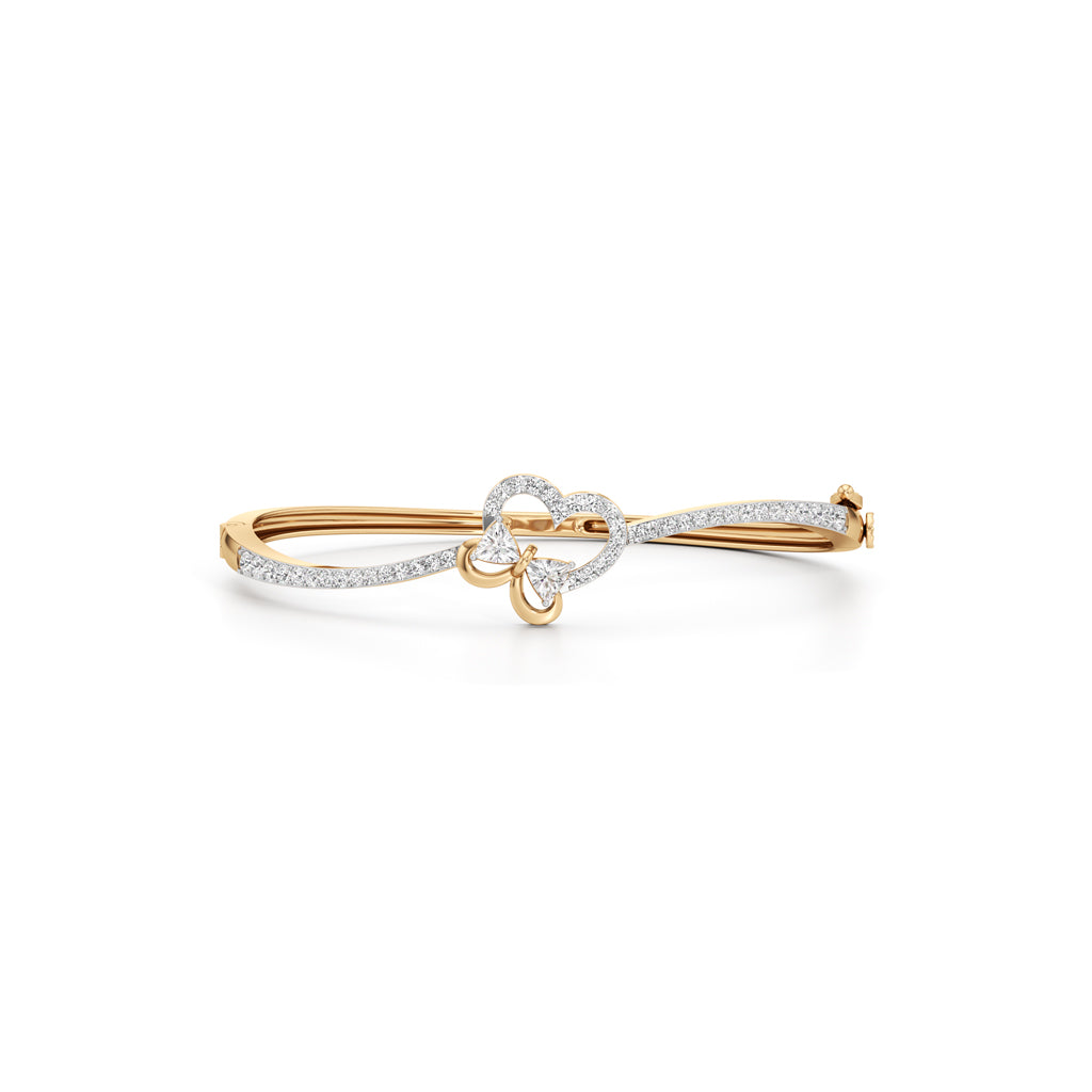 Eterne Heart Butterfly Bangle 925 Sterling Silver 18k Gold Vermeil Lab Grown Diamond