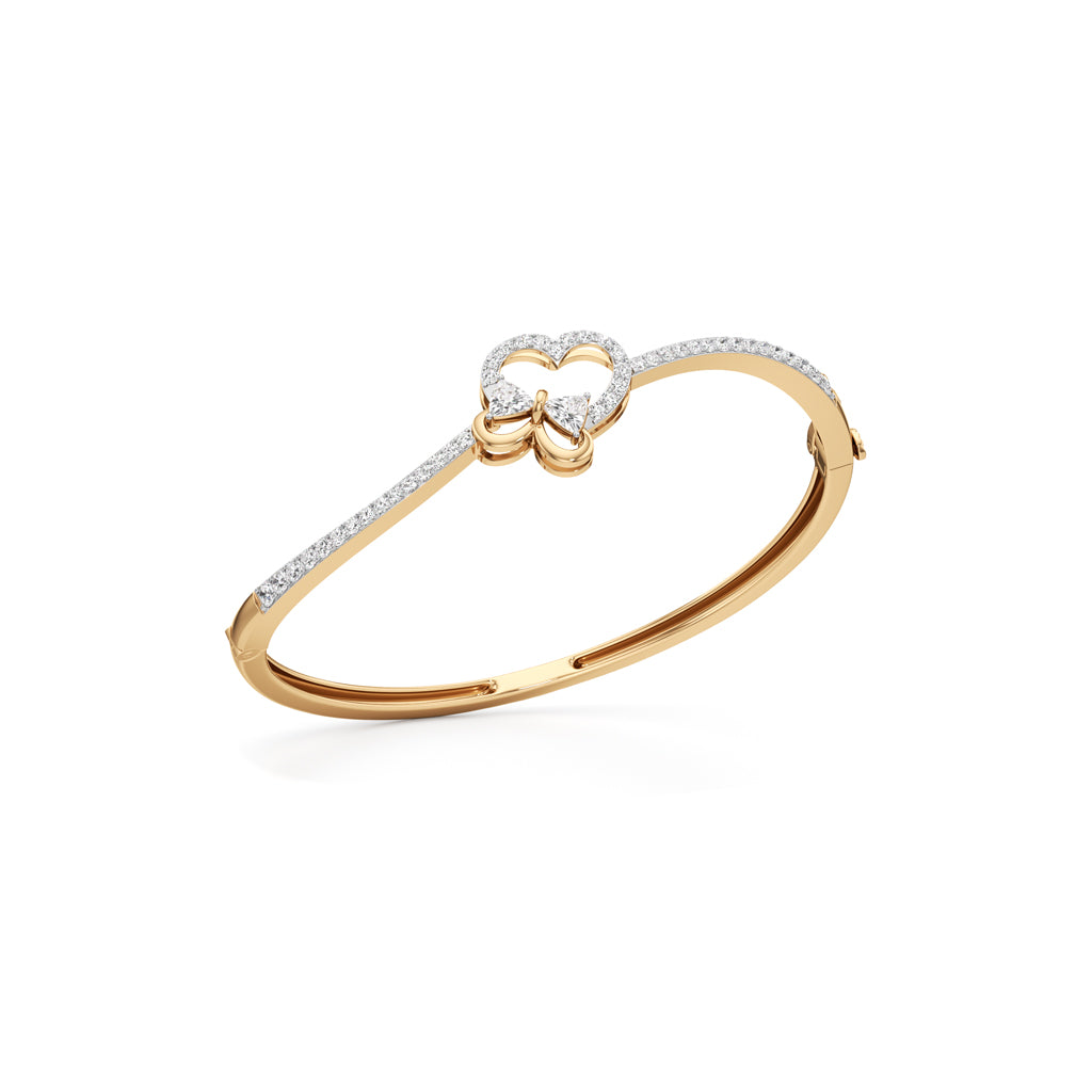 Eterne Heart Butterfly Bangle 925 Sterling Silver 18k Gold Vermeil Lab Grown Diamond