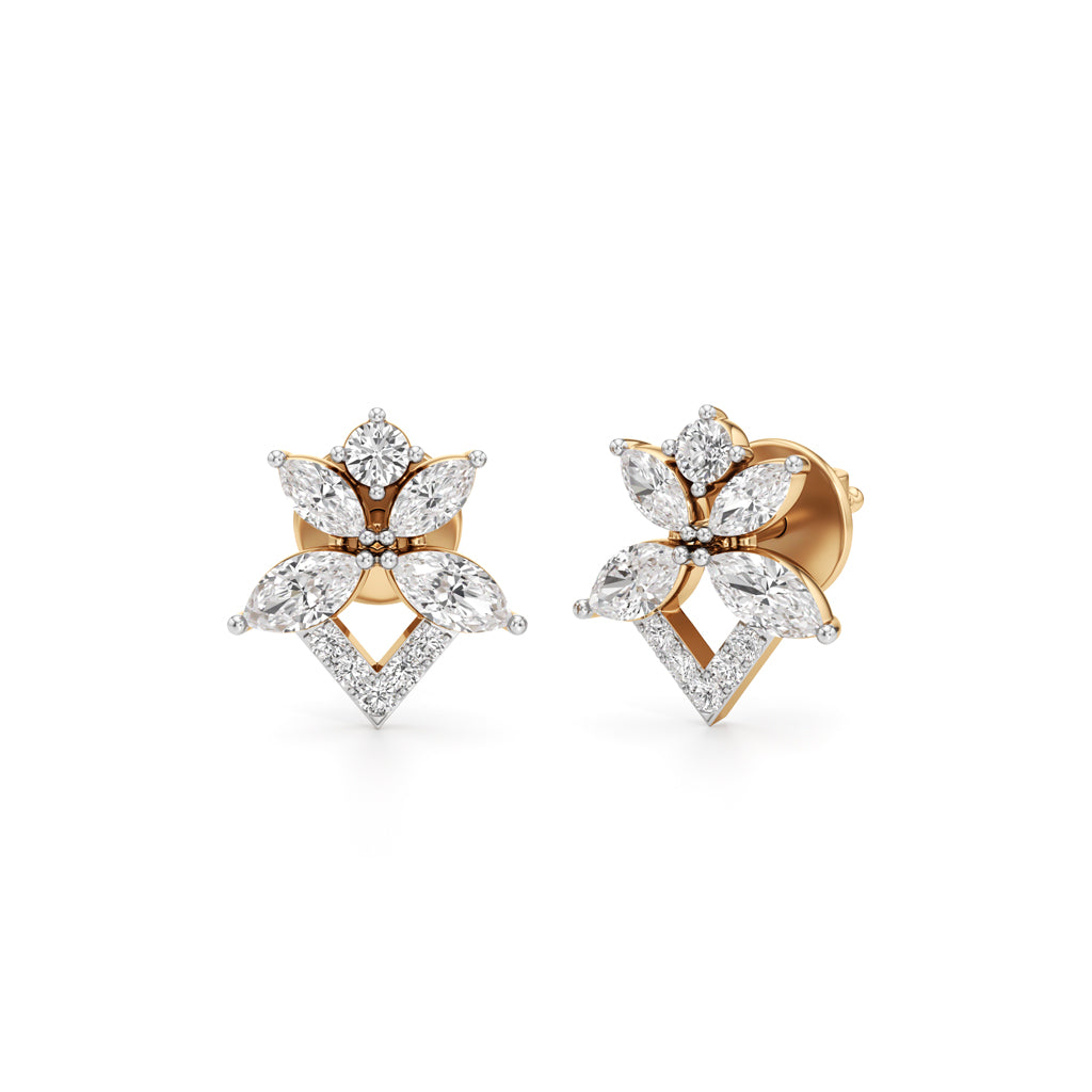 Botanical Starburst Stud Earrings in 925 silver 18k Gold Plated