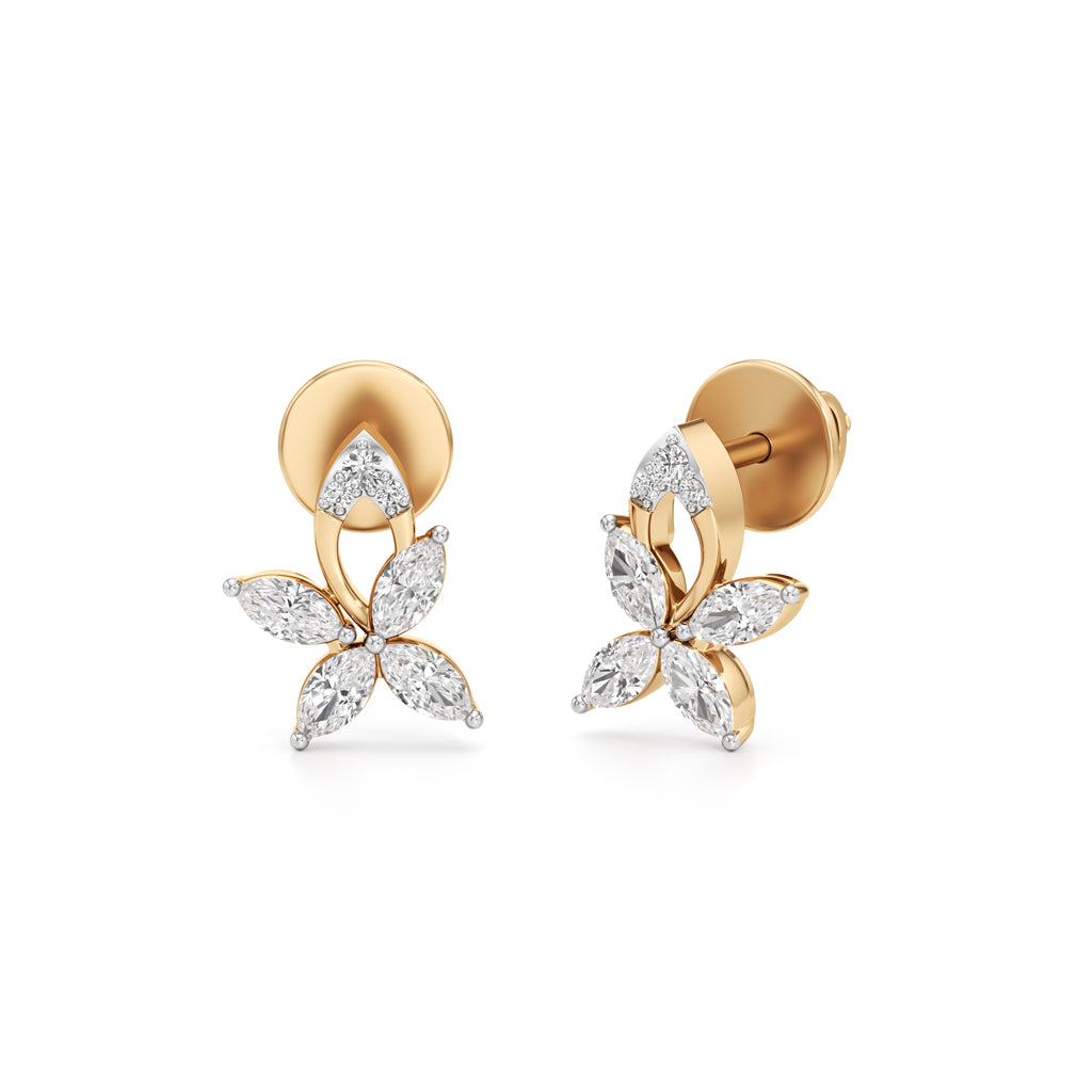 Marquise Bloom Loop Stud Earrings in 925 silver 18k Gold Plated