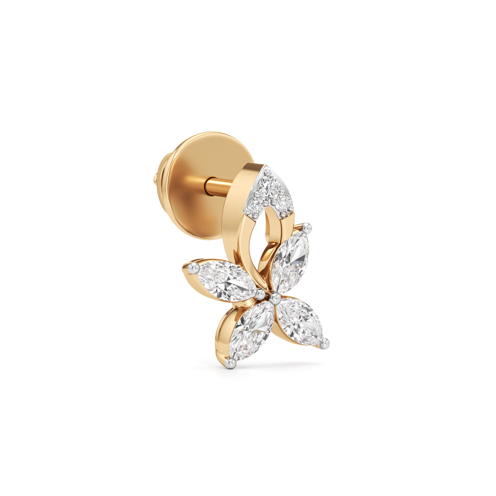 Marquise Bloom Loop Stud Earrings in 925 silver 18k Gold Plated