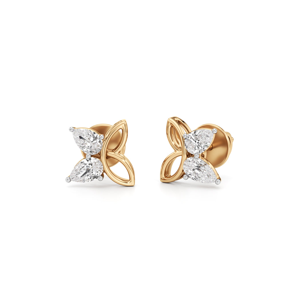 Dainty Butterfly Petal Stud Earrings in 925 silver 18k Gold Plated