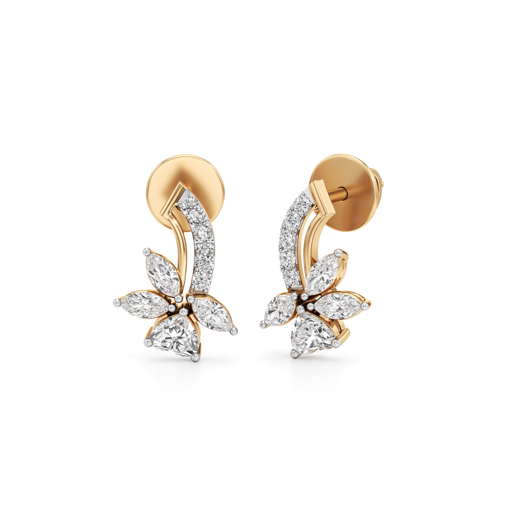Heart Blossom Sweep Earrings in 925 silver 18k Gold Plated