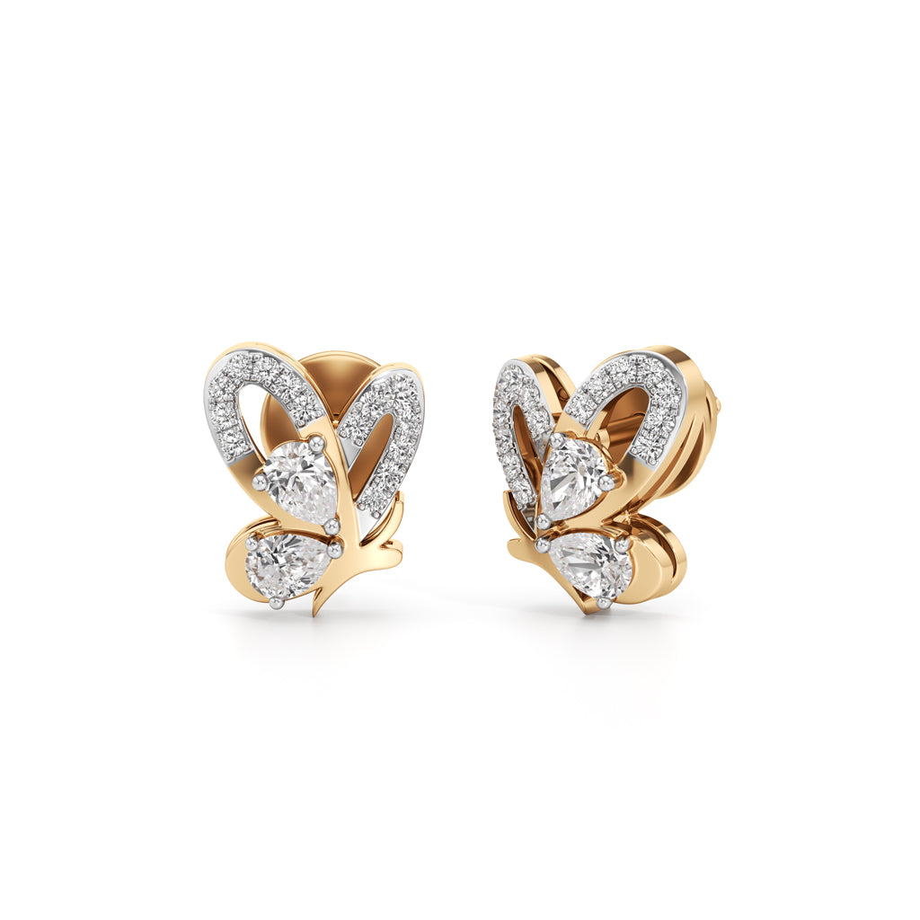 Butterfly Halo Stud Earrings in 925 silver 18k Gold Plated