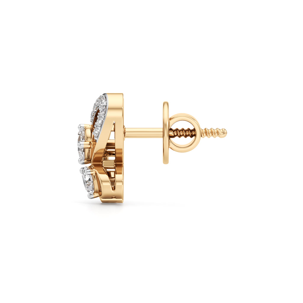 Butterfly Halo Stud Earrings in 925 silver 18k Gold Plated
