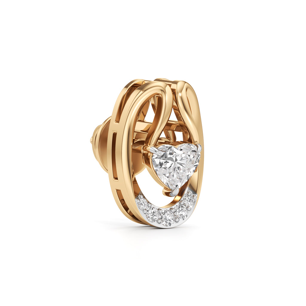 925 Silver 18K Gold Plated Heart Designer Stud Earrings