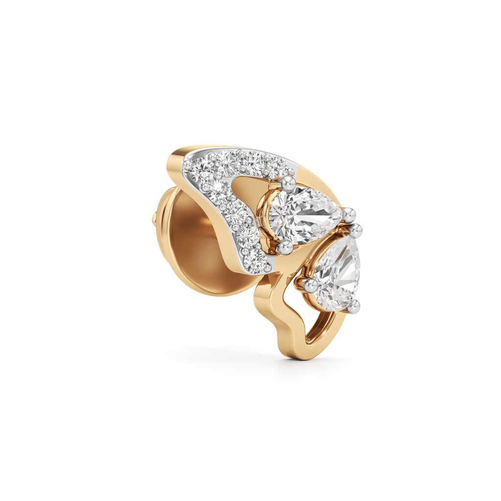 925 Silver 18K Gold Plated Butterfly Heart Designer Stud Earrings