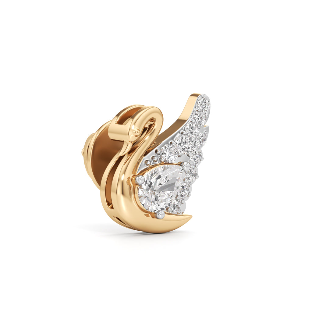 Majestic Pavé Swan Stud Earrings in 925 silver 18k Gold Plated