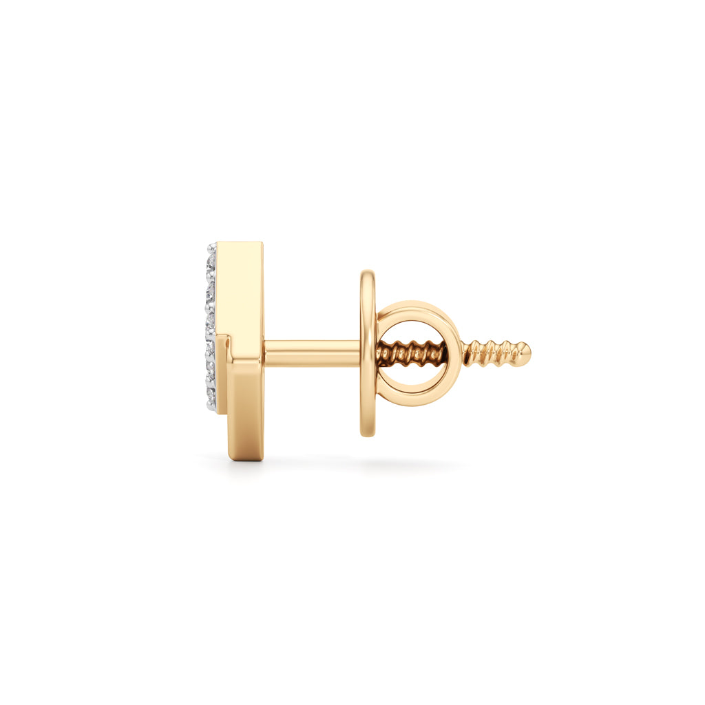 Geometric Diamond-Frame Studs in 925 silver 18k Gold Plated