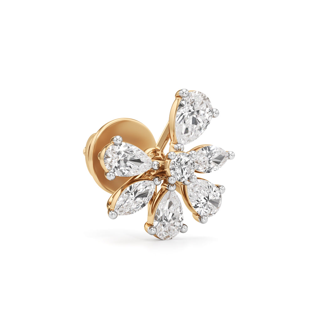 Marquise & Pear-Cut Floral Bloom Studs in 925 silver 18k Gold Plated