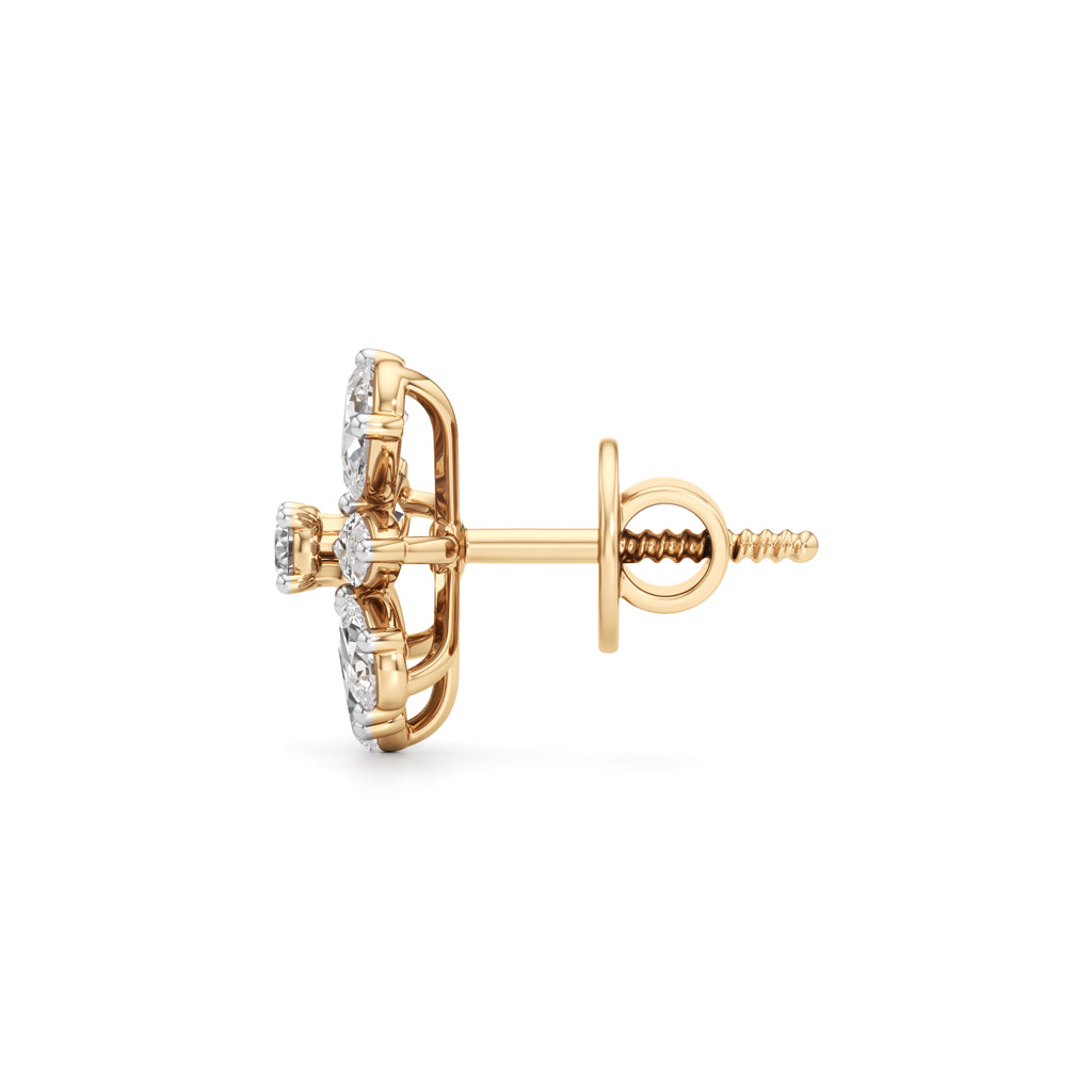 Marquise & Pear-Cut Floral Bloom Studs in 925 silver 18k Gold Plated