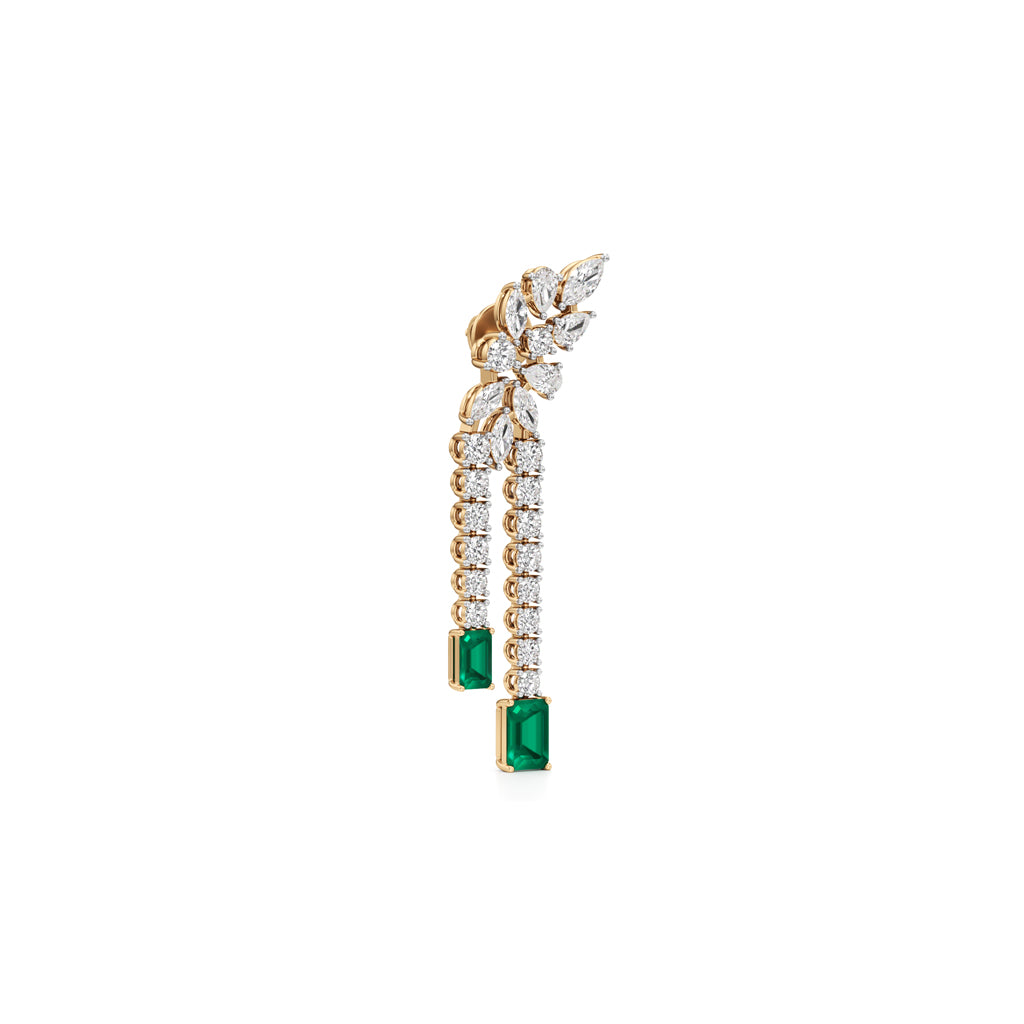 Majestic Emerald & Marquise Leaf Cascades in 925 silver 18k Gold Plated