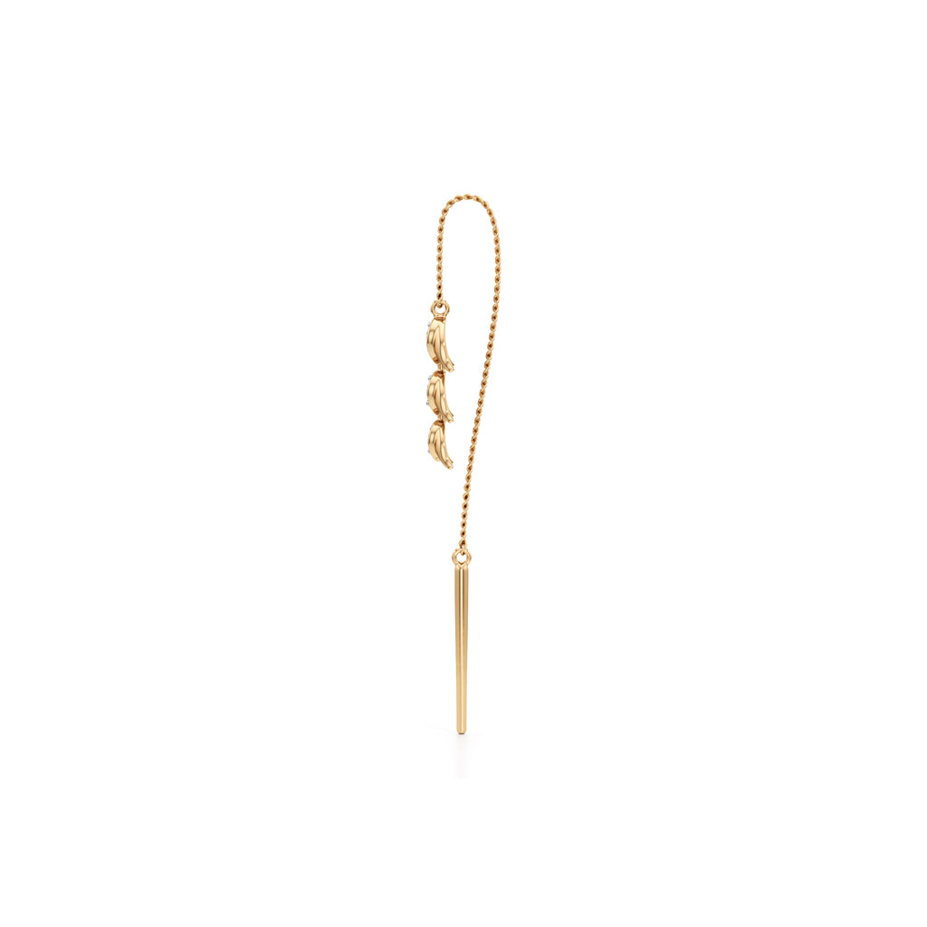 Triple Lotus 925 Silver 18k Gold Vermeil Threader Earrings
