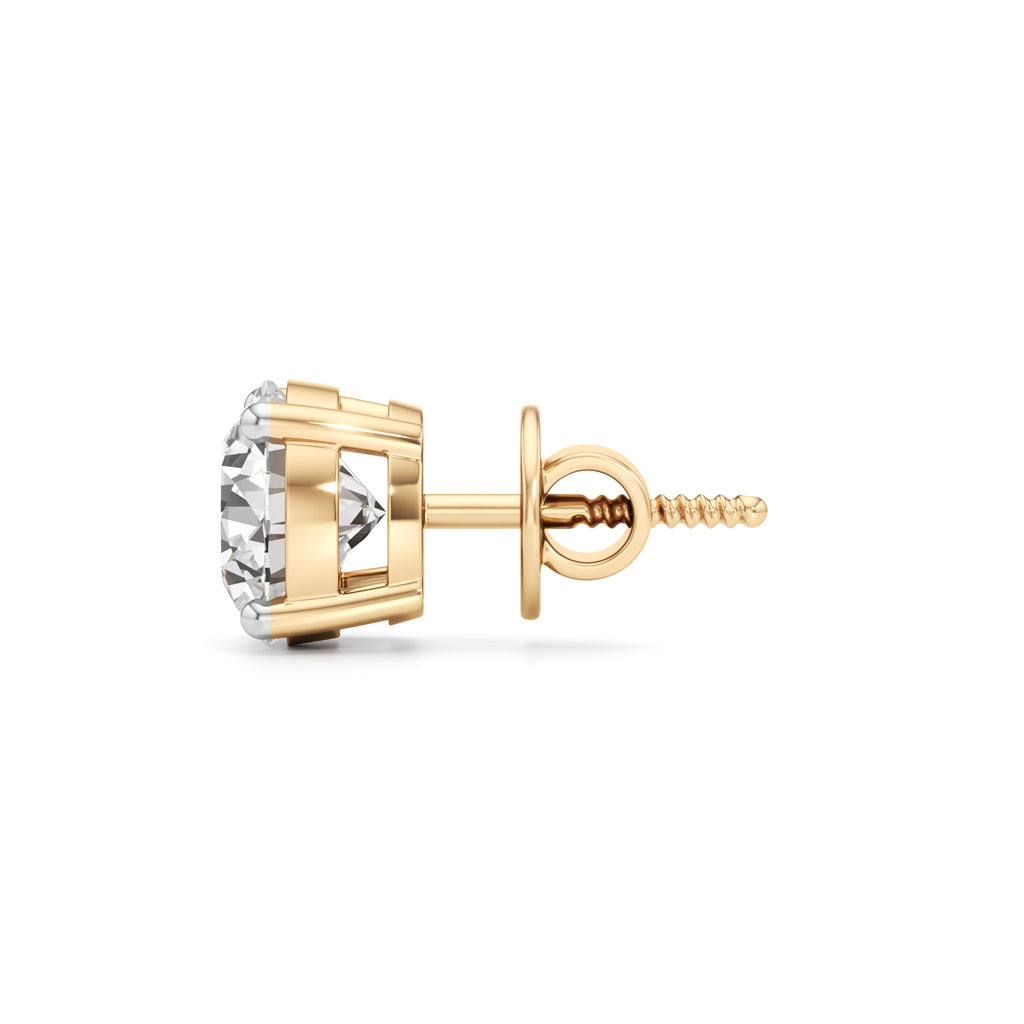 Bold Solitaire 925 Silver 18k Gold Vermeil Stud Earrings