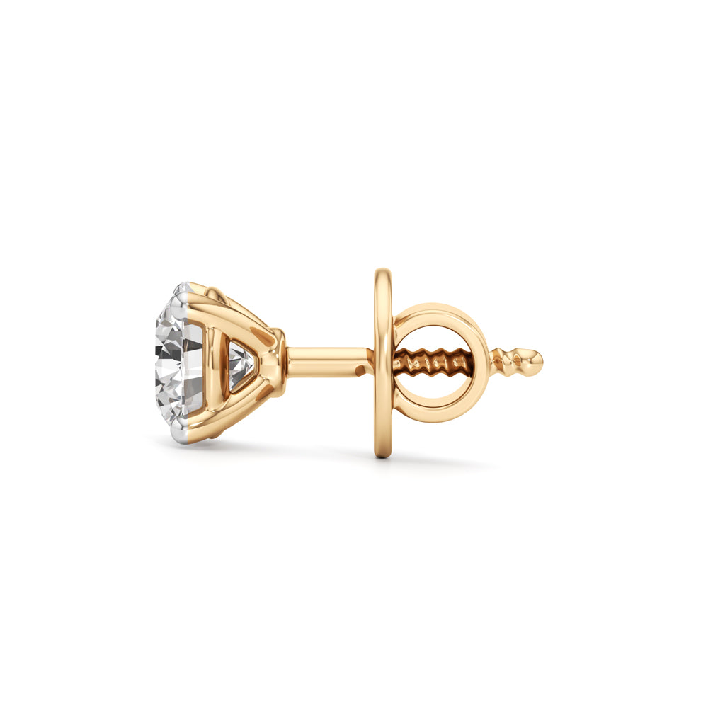 Timeless Solitaire 925 Silver 18k Gold Vermeil Stud Earrings