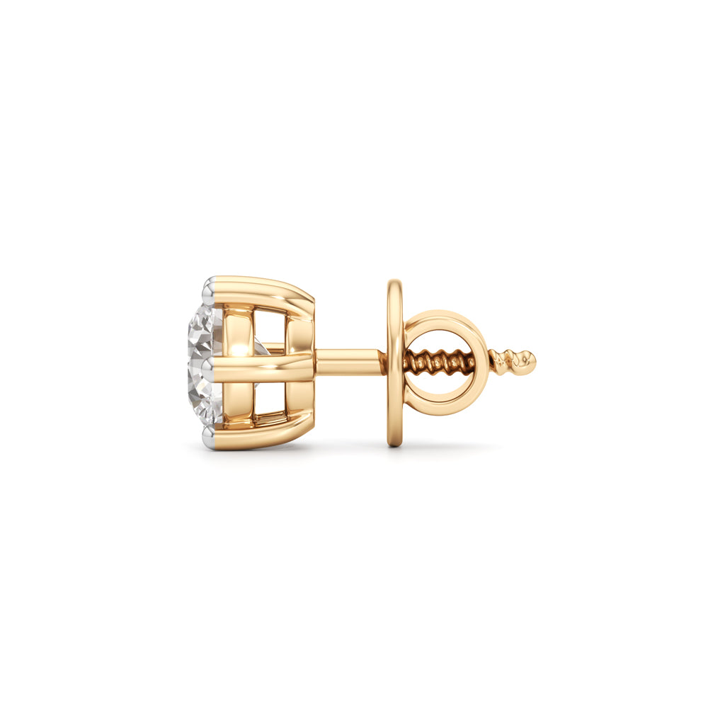 Classic Solitaire 925 Silver 18k Gold Vermeil Stud Earrings