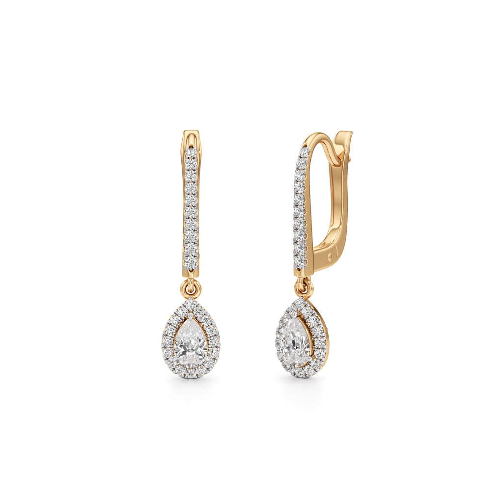 Radiant PearDrop 925 Silver 18k Gold Vermeil Halo Earrings