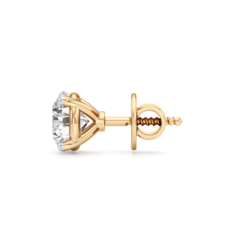 Elite Solitaire 925 Silver 18k Gold Vermeil Stud Earrings