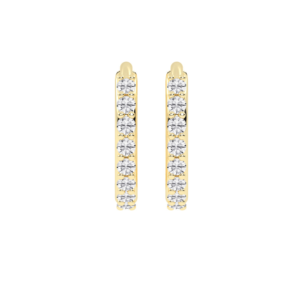 Radiant PavSet 925 Silver 18k Gold Plated Huggie Hoop Earrings
