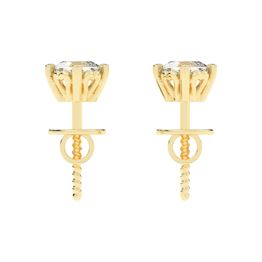 Elegant 925 Silver 18k Gold Vermeil 4mm Cushion Cut Solitaire Stud Earrings with Secure Screw Backs