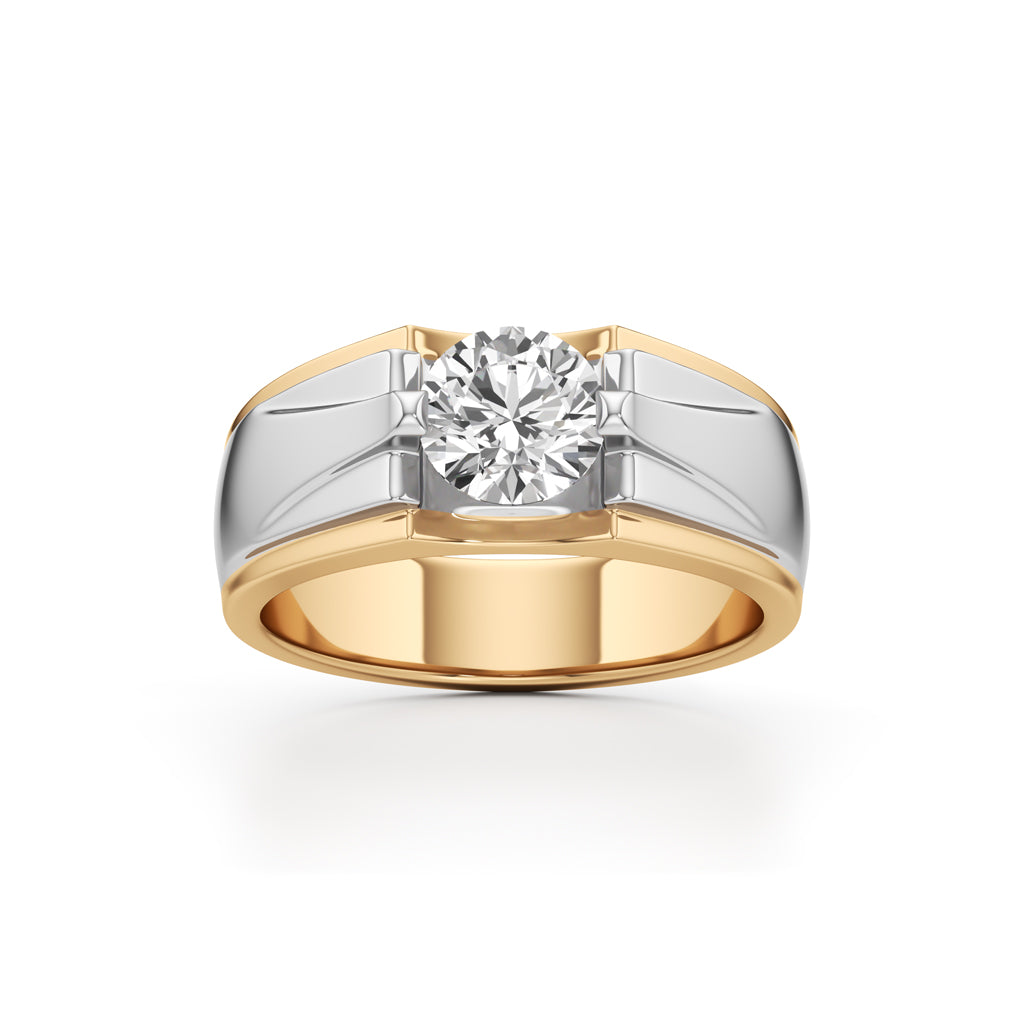 Solitaire 925 Silver 18k Gold Vermeil Mens Statement Ring