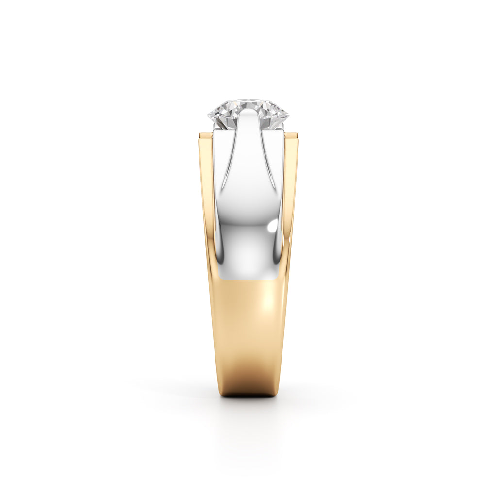 Solitaire 925 Silver 18k Gold Vermeil Mens Statement Ring