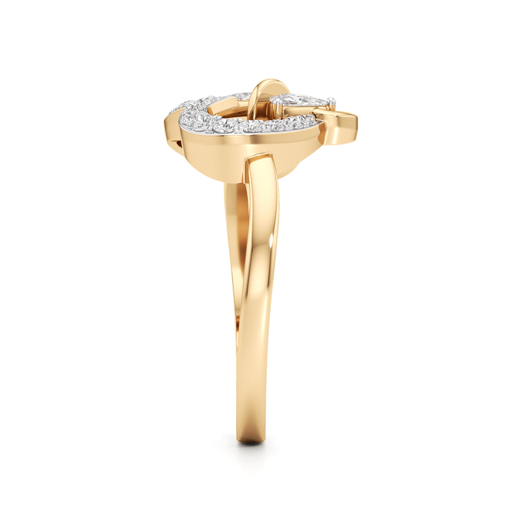 Artisan Trillion Butterfly & Pavé Heart 925 Silver 18k Gold Plated Statement Ring
