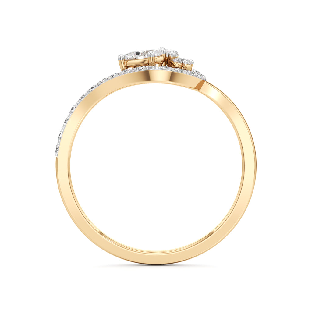 Artisan Floral Marquise & Oval 925 Silver 18k Gold Plated S-Curve Statement Ring