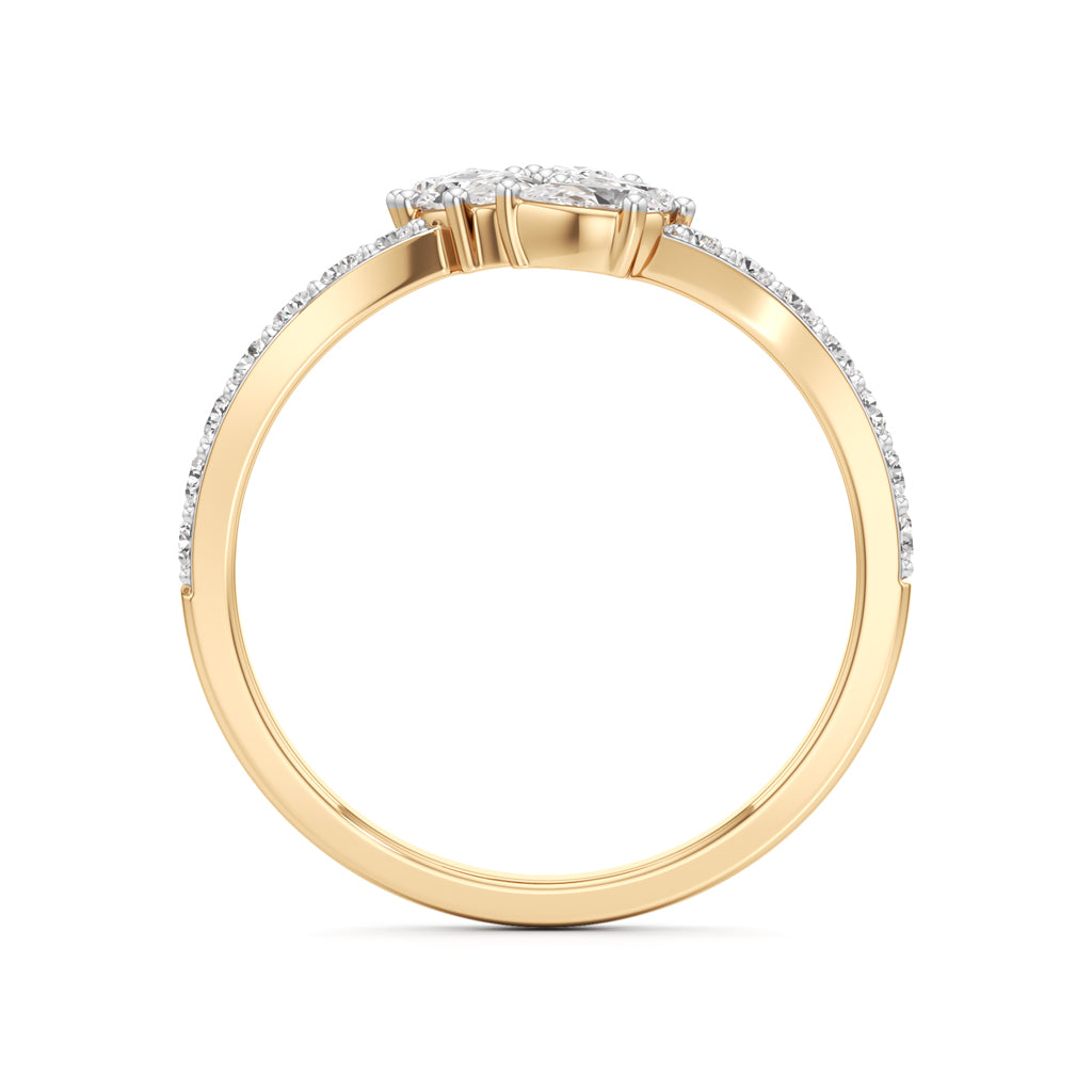 Asymmetrical Botanical Cluster Ring in 925 silver 18k Gold Plated