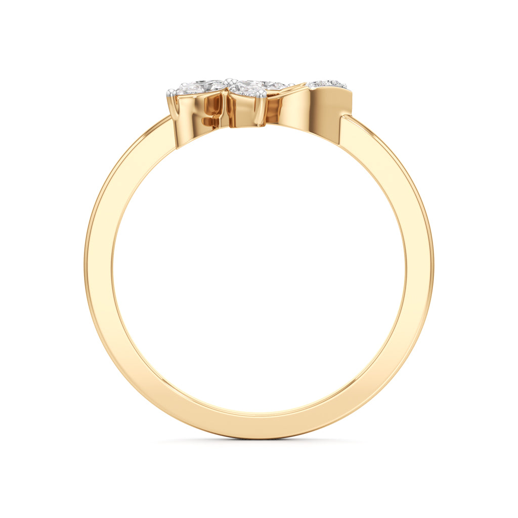 Dainty Four-Leaf Marquise Bloom Ring in 925 silver 18k Gold Plated