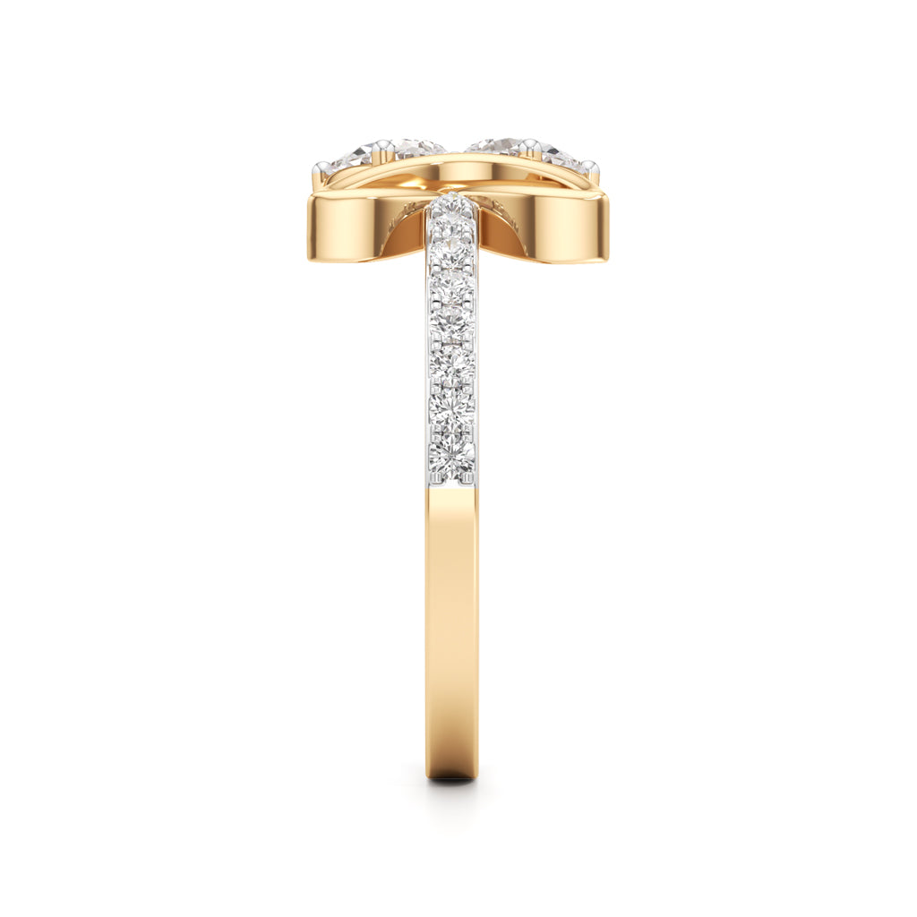Botnical Four-Leaf Marquise Bloom Ring in 925 silver 18k Gold Plated