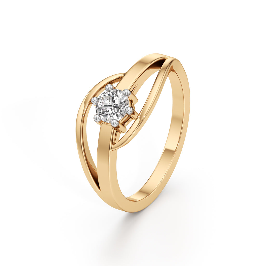 Gorgeous Solitaire 925 Silver 18k Gold Vermeil Bypass Ring