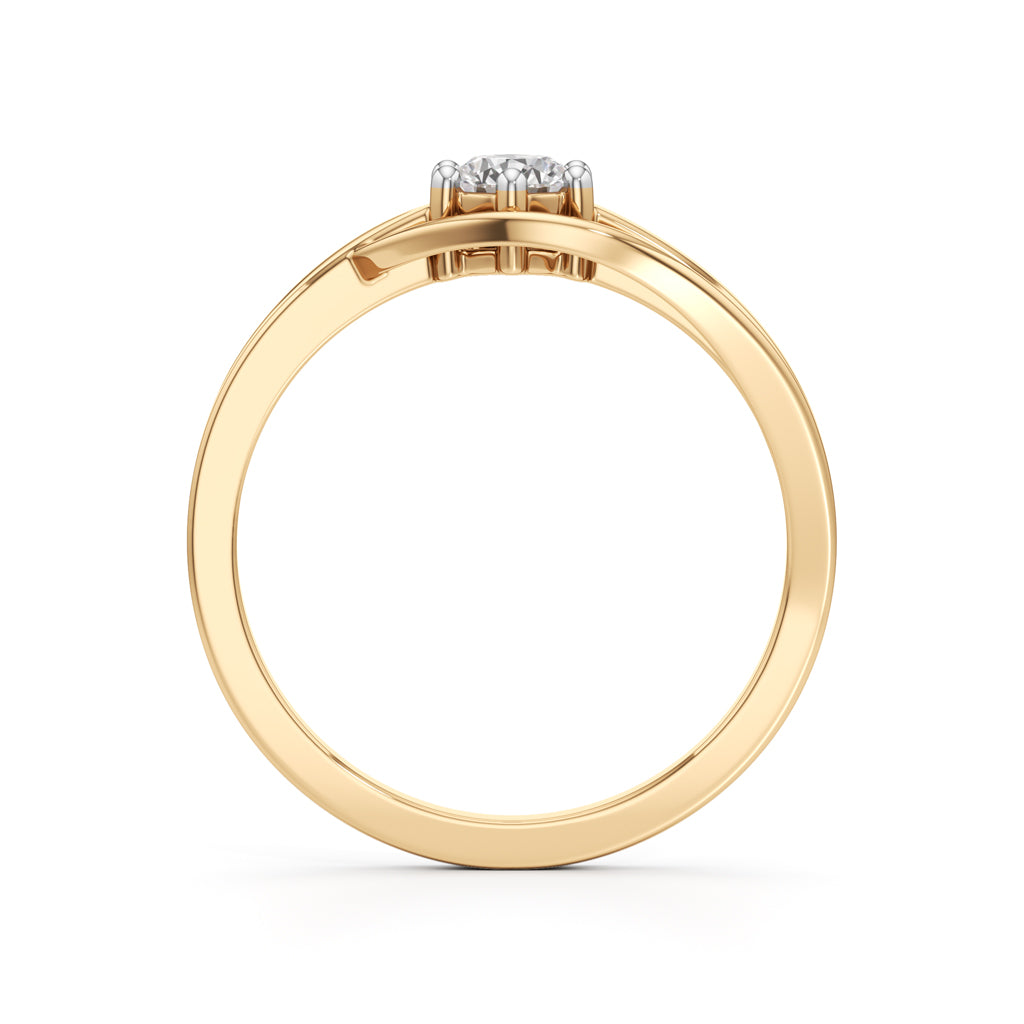 Gorgeous Solitaire 925 Silver 18k Gold Vermeil Bypass Ring