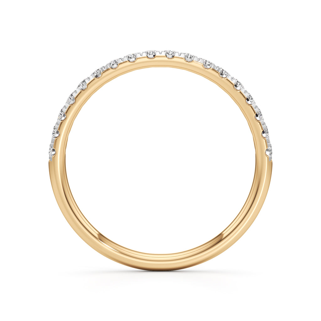 925 Silver Diamond Half Eternity Band Ring with 18K Gold Plated Pave Set Stackable Ring