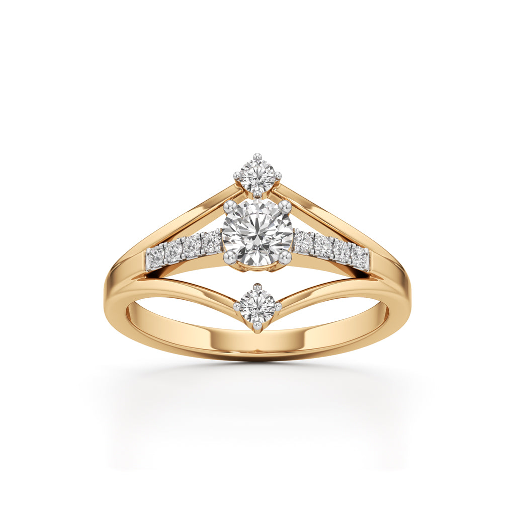 Starburst Geometric 925 Silver 18k Gold Vermeil Solitaire Ring
