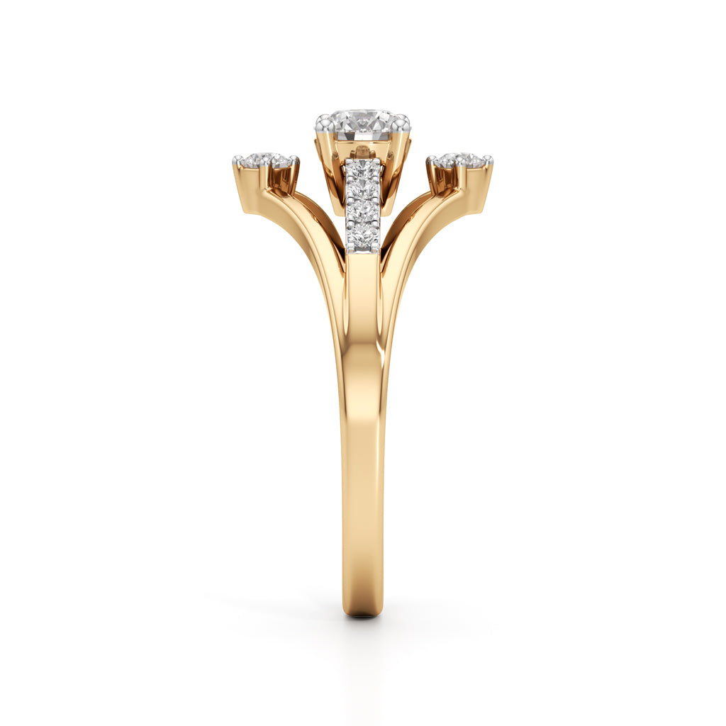 Starburst Geometric 925 Silver 18k Gold Vermeil Solitaire Ring