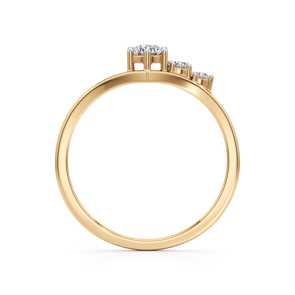 925 Silver 18K Gold Plated ThreeStone DiamondStyle Ring Elegant Fine Jewellery