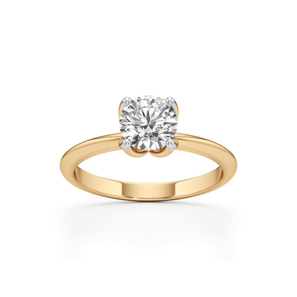 Elegant Solitaire 925 Silver 18k Gold Vermeil TulipSet Statement Ring