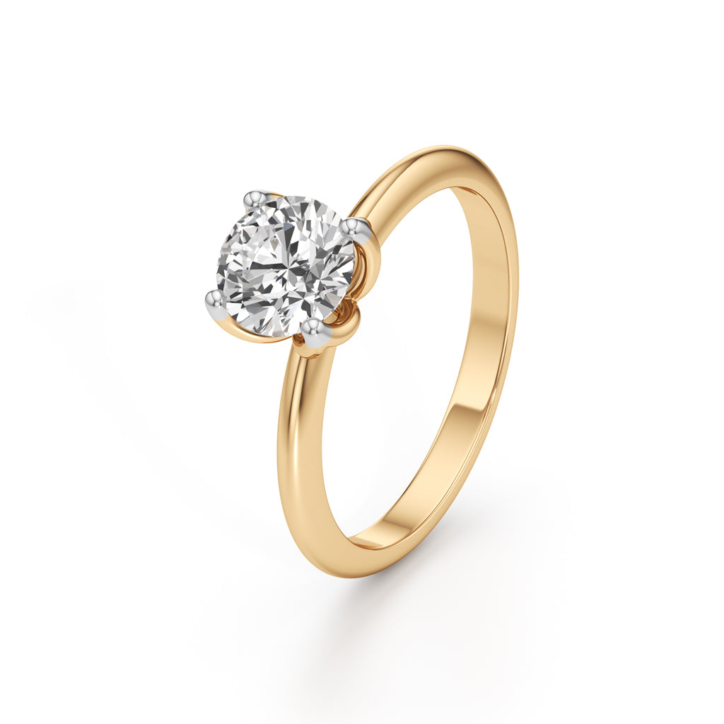 Elegant Solitaire 925 Silver 18k Gold Vermeil TulipSet Statement Ring