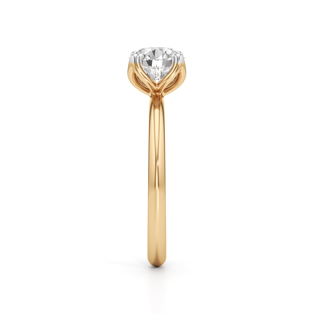 Elegant Solitaire 925 Silver 18k Gold Vermeil TulipSet Statement Ring