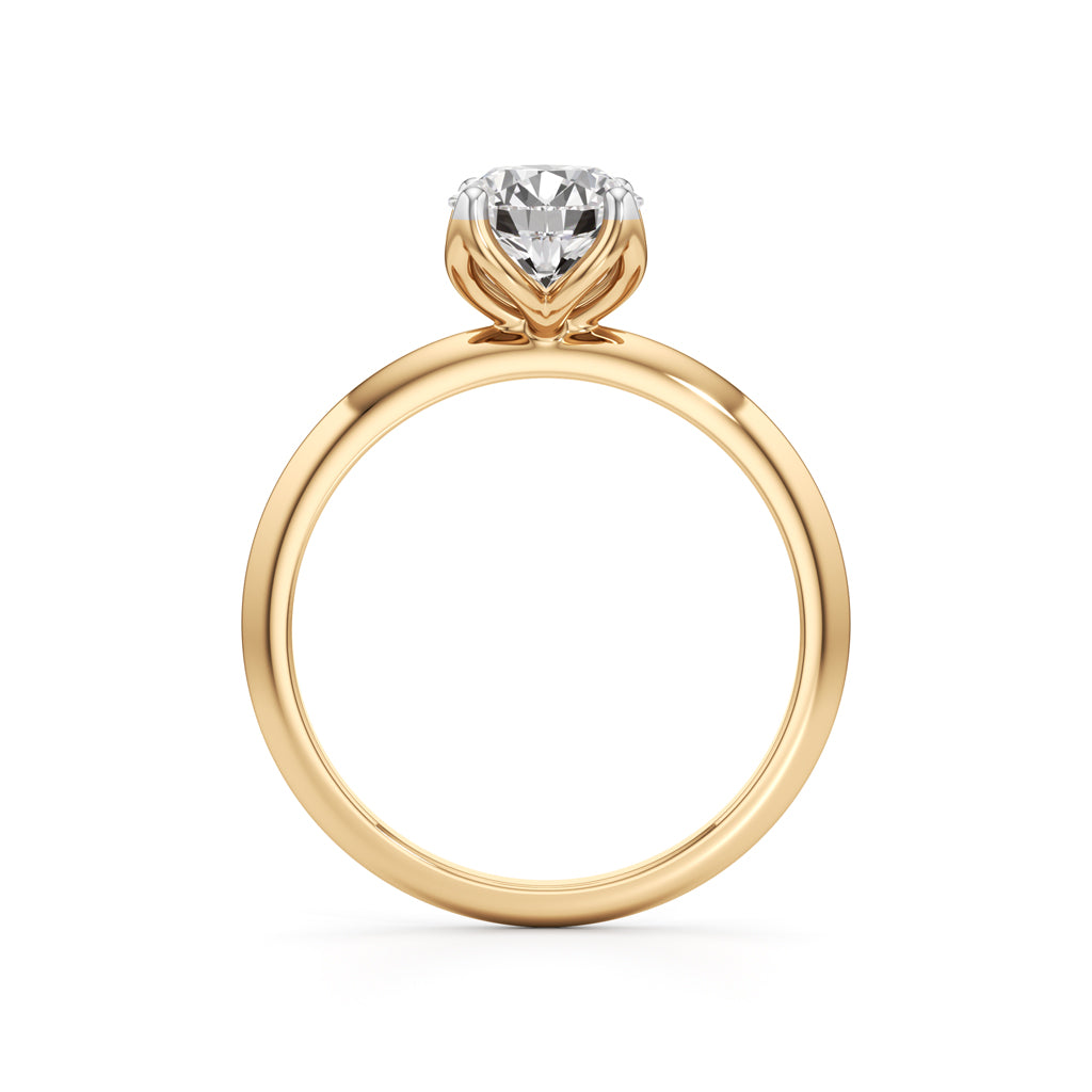 Elegant Solitaire 925 Silver 18k Gold Vermeil TulipSet Statement Ring