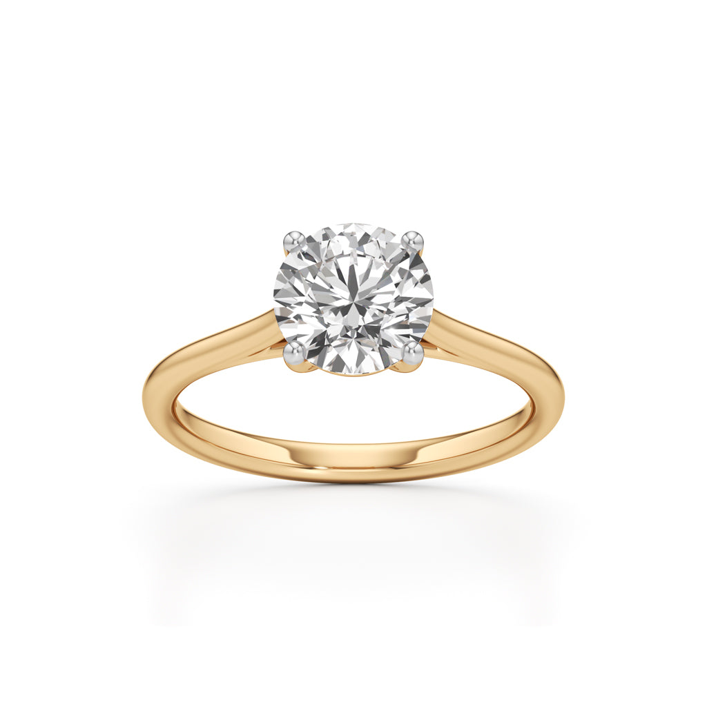 925 Silver 18K Gold Plated Solitaire DiamondStyle Ring Classic Elegant Design